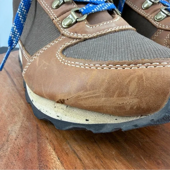 L.L. Bean Katahdin waterproof- Brown Blue laces Hiking Boots Rugged tek 2.5 sz 7 - Picture 3 of 11